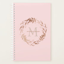 Girly Blush Pink Gold Custom Monogram