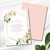 Girly Blush Pink Gold Floral Baby Shower Boho Rose Bedankkaart