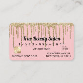 Girly Blush Pink Gold Glitter Drupt Krediet Visitekaartje (Voorkant)