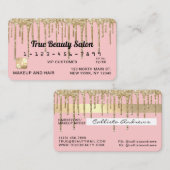 Girly Blush Pink Gold Glitter Drupt Krediet Visitekaartje (Voorkant / Achterkant)