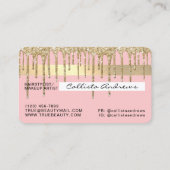 Girly Blush Pink Gold Glitter Drupt Krediet Visitekaartje (Achterkant)