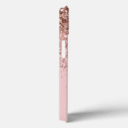 Girly Blush Pink Gold Glitter Monogram Case-Mate iPhone Case (Achterkant / Rechts)