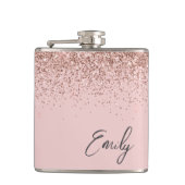 Girly Blush Pink Gold Glitter Monogram Heupfles (Voorkant)