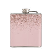 Girly Blush Pink Gold Glitter Monogram Heupfles (Achterkant)