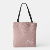 Girly Blush Pink Gold Glitter Monogram Tote Bag (Achterkant)