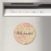Girly Blush Pink Gold Glitter Print Magneet (Insitu (Vaatwasser))