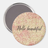 Girly Blush Pink Gold Glitter Print Magneet (Voorkant / Achterkant)