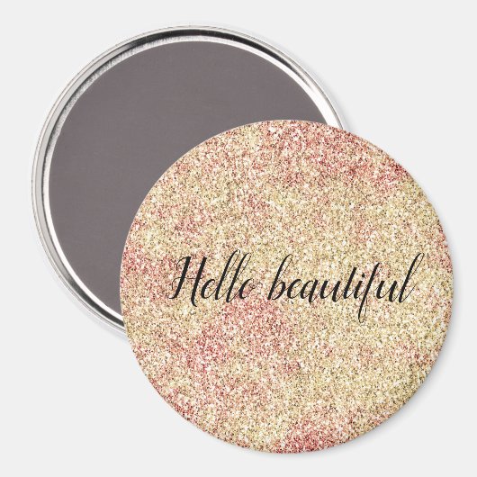 Girly Blush Pink Gold Glitter Print Magneet (Voorkant / Achterkant)