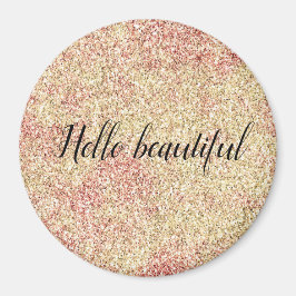 Girly Blush Pink Gold Glitter Print Magneet
