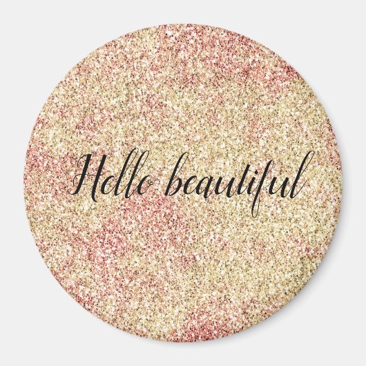 Girly Blush Pink Gold Glitter Print Magneet (Voorkant)