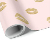 Girly Blush Pink Gold Lips Cadeaupapier (Rol Hoek)