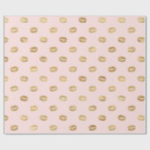 Girly Blush Pink Gold Lips Cadeaupapier (Vlak)