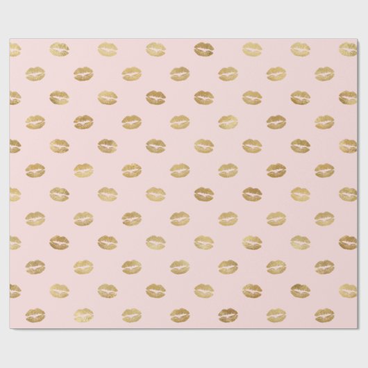 Girly Blush Pink Gold Lips Cadeaupapier (Vlak)