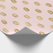 Girly Blush Pink Gold Lips Cadeaupapier (Hoek)