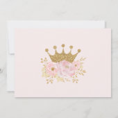 Girly Blush Pink Gold Princess Crown Birthday Bedankkaart (Achterkant)