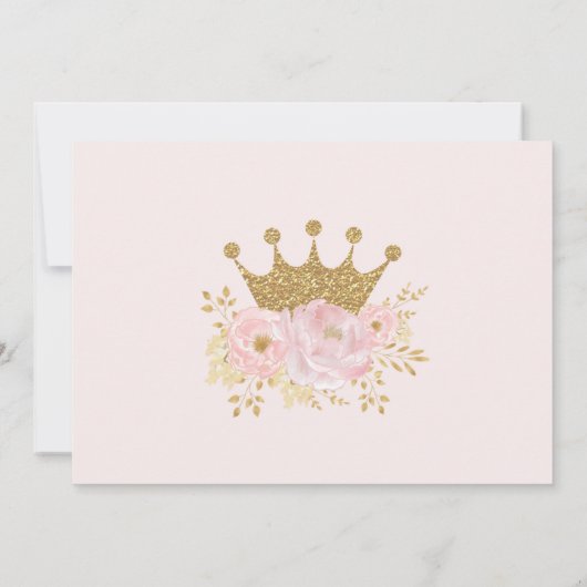 Girly Blush Pink Gold Princess Crown Birthday Bedankkaart (Achterkant)