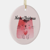Girly Blush Pink Heart Cat Keramisch Ornament (Rechts)