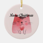 Girly Blush Pink Heart Cat Keramisch Ornament (Voorkant)