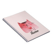 Girly Blush Pink Heart Cat Notitieboek (Rechterzijde)