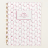 Girly Blush Pink Heart Pattern Planner (Voorkant)