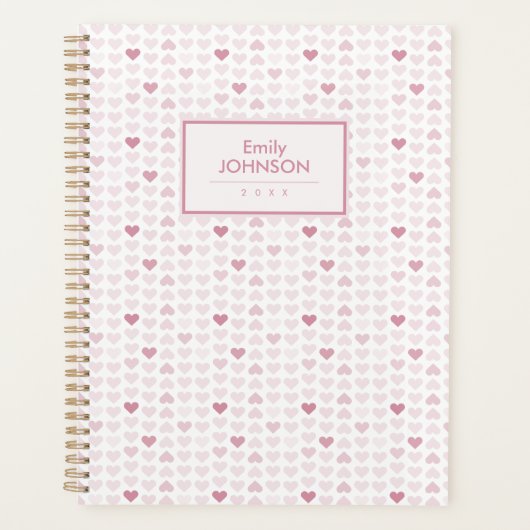 Girly Blush Pink Heart Pattern  Planner (Voorkant)