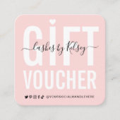 Girly Blush Pink Lash Salon Logo Cadeaubon Vierkante Visitekaartje (Voorkant)