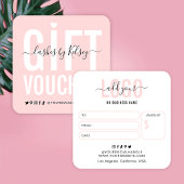 Girly Blush Pink Lash Salon Logo Cadeaubon Vierkante Visitekaartje
