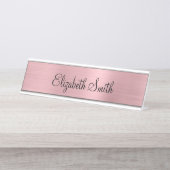 Girly Blush Pink Metallic Bureau Naambordje (Voorkant)