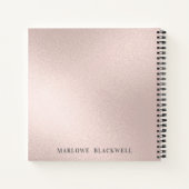 Girly Blush Pink Metallic Silver Glitter Monogram Notitieboek (Achterkant)