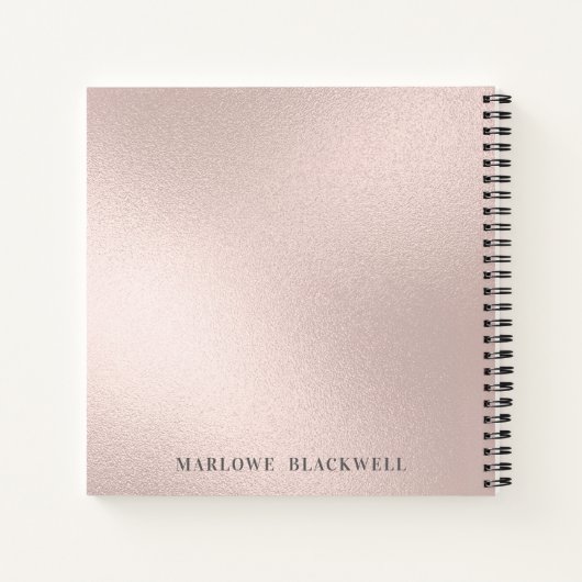 Girly Blush Pink Metallic Silver Glitter Monogram Notitieboek (Achterkant)