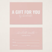 Girly Blush Pink Minimalist Gift Sertificate Visitekaartje (Voorkant /achterkant)