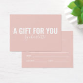 Girly Blush Pink Minimalist Gift Sertificate Visitekaartje (Bureau)