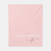 Girly Blush Pink Modern Chic Monogram Naam  Fleece Deken (Voorkant)