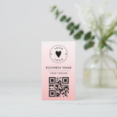 Girly Blush Pink Ombre Logo & QR Code Feminine Visitekaartje (Staand voorkant)