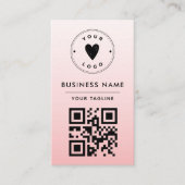 Girly Blush Pink Ombre Logo & QR Code Feminine Visitekaartje (Voorkant)