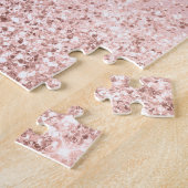 Girly Blush Pink Paarse Waterverf Unicorn Glitter Legpuzzel (Zijkant)