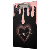 Girly Blush Pink Paint Druppel Glitter Monogrammed Klembord (Links)