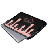 Girly Blush Pink Paint Druppel Glitter Monogrammed Laptop Sleeve (Voorkant onderkant)