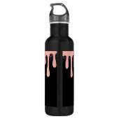 Girly Blush Pink Paint Druppel Glitter Monogrammed Waterfles (Achterkant)