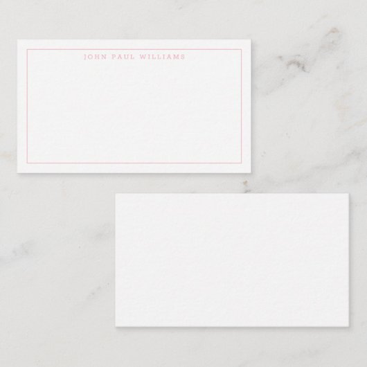 Girly Blush Pink Professional Formele Thin Border Notitiekaartje (Voorkant / Achterkant)