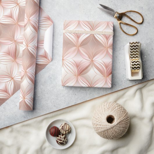 Girly Blush Pink Rose Gold Abstract Cadeaupapier (Crafts)