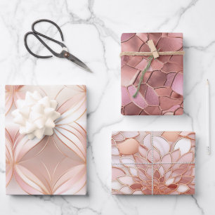 Girly Blush Pink Rose Gold Abstract Inpakpapier Vel