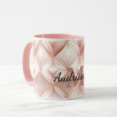 Girly Blush Pink Rose Gold Abstract Monogram Mok (Voorkant links)