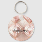 Girly Blush Pink Rose Gold Abstract Monogram Sleutelhanger (Voorkant)