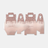 Girly Blush Pink Rose Gold Glitter Monogram Naam Bedankdoosjes (Uitgevouwen)