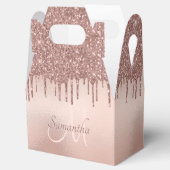 Girly Blush Pink Rose Gold Glitter Monogram Naam Bedankdoosjes (Geopend)