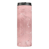 Girly Blush Pink Rose Gold Glitter Monogram Naam Thermosbeker (Achterkant)