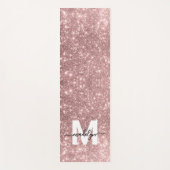 Girly Blush Pink Rose Gold Glitter Naam Monogram Yogamat (Voorkant)