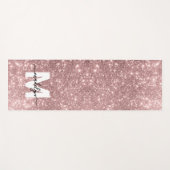 Girly Blush Pink Rose Gold Glitter Naam Monogram Yogamat (Voorkant (horizontaal))