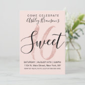 Girly Blush Pink Rose Gold Sequin Glitter Sweet 16 Kaart (Staand voorkant)